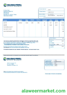 USA Hallsdale-Powell business utility bill template in Word and PDF formats